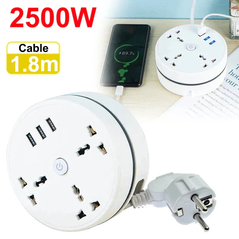 EU Plug AC Outlet Smart Home Power Strip β Multipurpose Electrical Extension Cord with USB Ports & Fast Charging